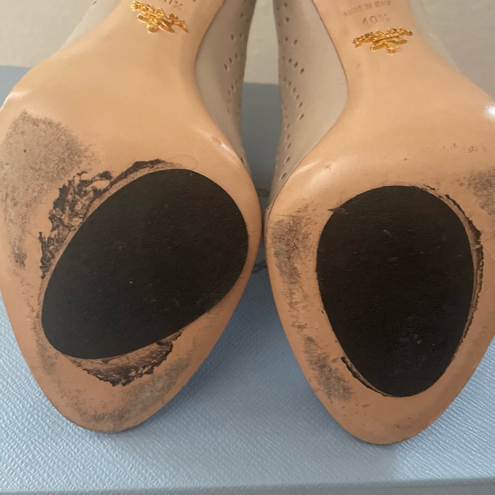 Prada Beige Perforated Ankle Booties - Picture 10 of 10